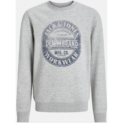 JACK&JONES JJJEANS SWEAT O-NECK JNR 12259862 - LIGHT GREY MELANGE