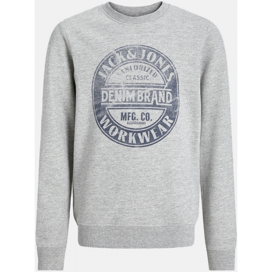 JACK&JONES JJJEANS SWEAT O-NECK JNR 12259862 - LIGHT GREY MELANGE JACK&JONES JJJEANS SWEAT O-NECK JNR 12259862 - LIGHT GREY MELANGE