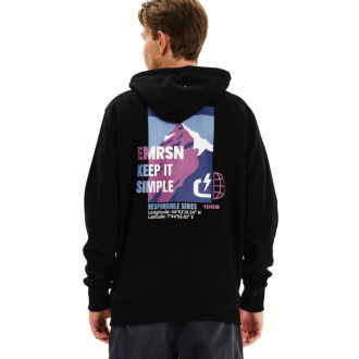 Emerson Φούτερ Fleece με Κουκούλα κι τύπωμα στην πλάτη 252.EM20.30-BLACK