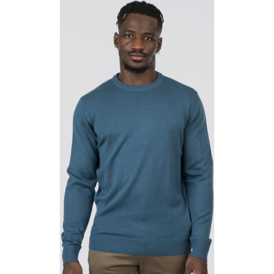 Rebase Knits Crewneck 252rknit -8030 petrol melnage Rebase Knits Crewneck 252rknit -8030 petrol melnage