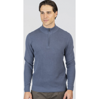 Rebase Knits Half-Zip Special Yarn 252rknit-8037 indigo Rebase Knits Half-Zip Special Yarn 252rknit-8037 indigo