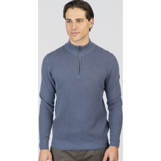 Rebase Knits Half-Zip Special Yarn 252rknit-8037 indigo Rebase Knits Half-Zip Special Yarn 252rknit-8037 indigo