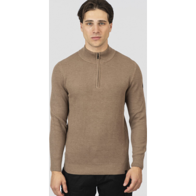 Rebase Knits Half-Zip Special Yarn 252rknit-8037 md beige melange Rebase Knits Half-Zip Special Yarn 252rknit-8037 md beige melange