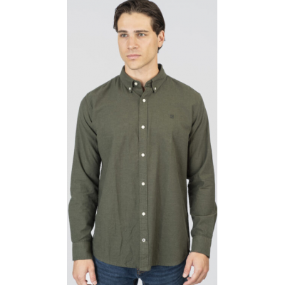 Rebase Shirts 252RGS-5096 DK khaki melange Rebase Shirts 252RGS-5096 DK khaki melange