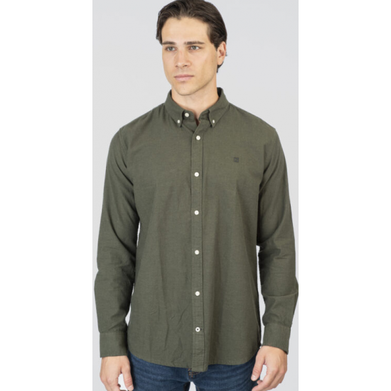 Rebase Shirts 252RGS-5096 DK khaki melange Rebase Shirts 252RGS-5096 DK khaki melange