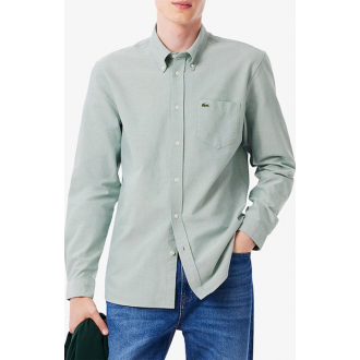 Lacoste Μακρυμάνικo Βαμβακερό Πουκάμισο σε Κανονική Γραμμή Light Green CH1911-737