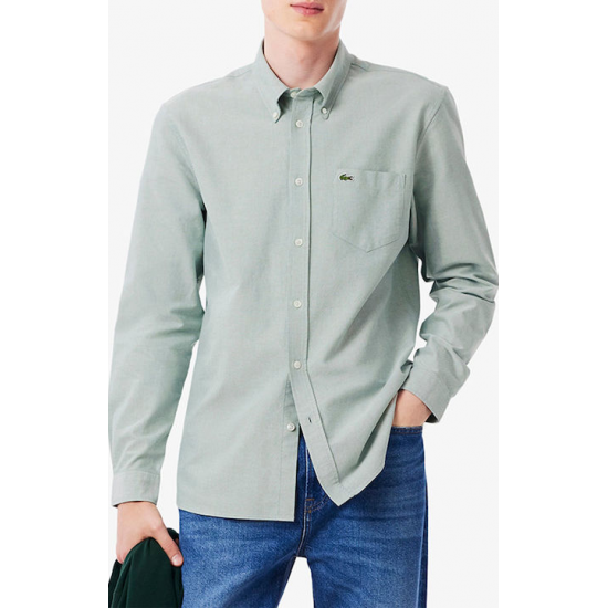 Lacoste Μακρυμάνικo Βαμβακερό Πουκάμισο σε Κανονική Γραμμή Light Green CH1911-737 Lacoste Μακρυμάνικo Βαμβακερό Πουκάμισο σε Κανονική Γραμμή Light Green CH1911-737