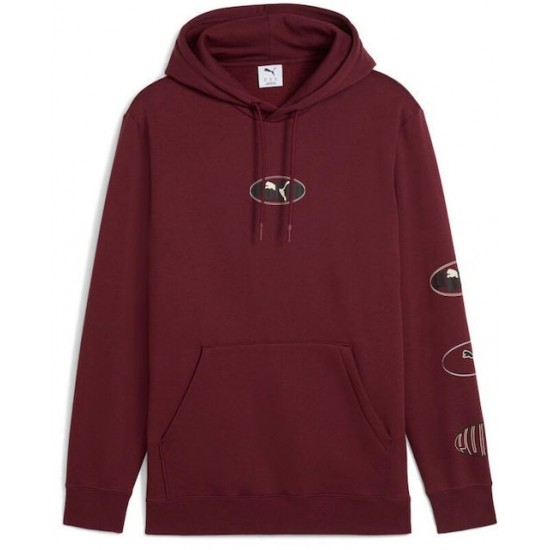 Puma Logo Sweatshirt with Hood Burgundy 688180 - 96 Puma Logo Sweatshirt with Hood Burgundy 688180 - 96