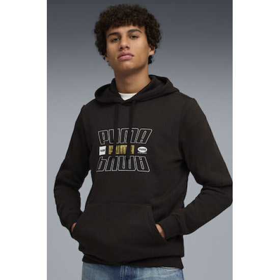 Puma Logo Φούτερ με Κουκούλα Μαυρο 688190-01 Puma Logo Φούτερ με Κουκούλα Μαυρο 688190-01