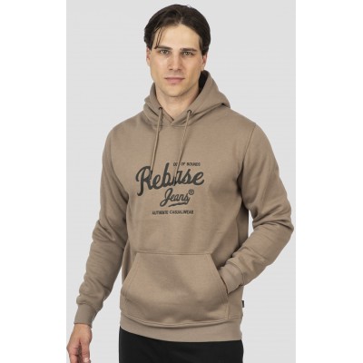 Rebase Hoodie with Special Embroidery Brushed Fleece 252rtop-1049  dk beige