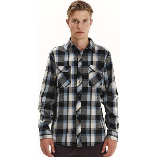 Emerson Long-sleeved Flannel Shirt Checked 252.em60.80 ice blue-black Emerson Long-sleeved Flannel Shirt Checked 252.em60.80 ice blue-black