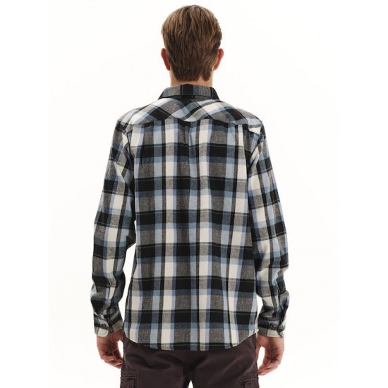 Emerson Long-sleeved Flannel Shirt Checked 252.em60.80 ice blue-black Emerson Long-sleeved Flannel Shirt Checked 252.em60.80 ice blue-black