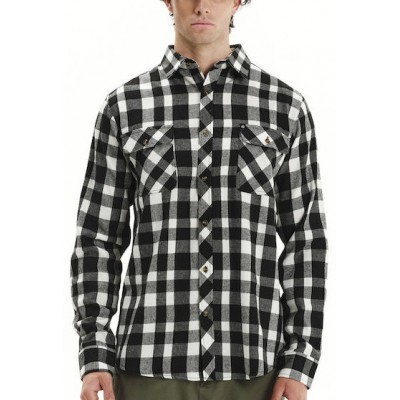 Emerson Long-sleeved Flannel Shirt Checked 252.em60.80  black-white