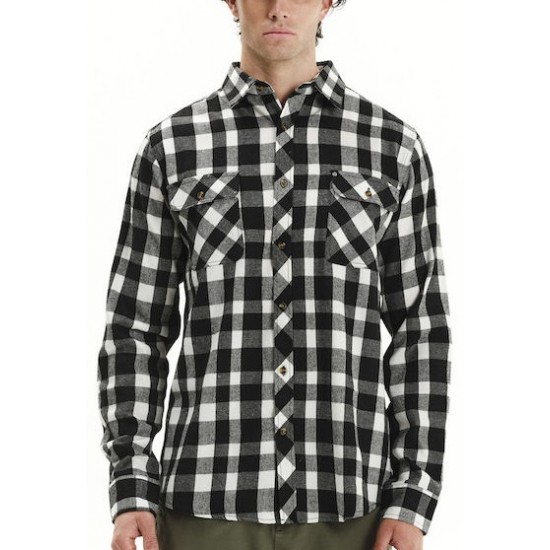 Emerson Long-sleeved Flannel Shirt Checked 252.em60.80 black-white Emerson Long-sleeved Flannel Shirt Checked 252.em60.80 black-white