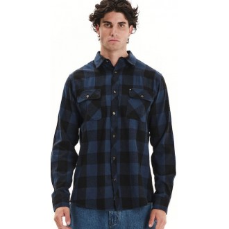 Emerson Long-sleeved Flannel Shirt Checked 252.em60.80  blue-black