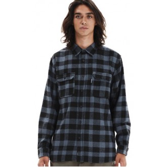 Emerson Long-sleeved Flannel Shirt Checked Plaid 252.em60.10  stone blue-black