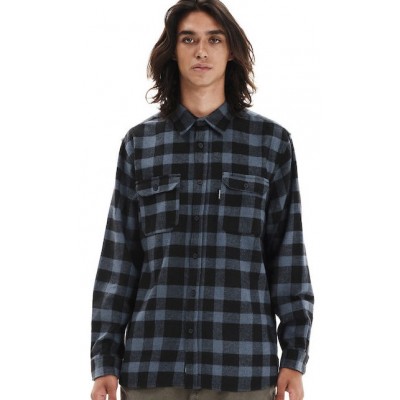 Emerson Long-sleeved Flannel Shirt Checked Plaid 252.em60.10  stone blue-black