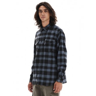 Emerson Long-sleeved Flannel Shirt Checked Plaid 252.em60.10 stone blue-black Emerson Long-sleeved Flannel Shirt Checked Plaid 252.em60.10 stone blue-black
