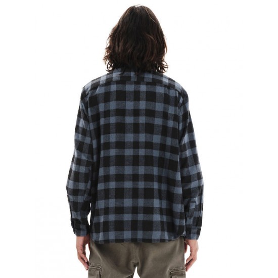 Emerson Long-sleeved Flannel Shirt Checked Plaid 252.em60.10 stone blue-black Emerson Long-sleeved Flannel Shirt Checked Plaid 252.em60.10 stone blue-black