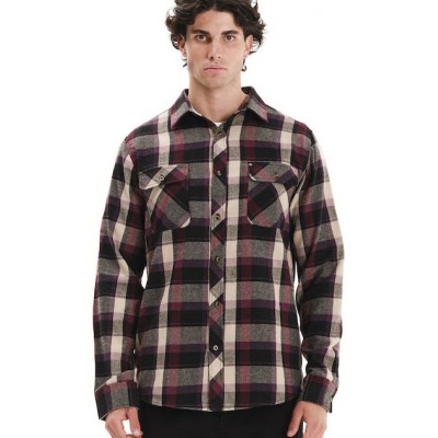 Emerson Long-sleeved Flannel Shirt Checked Plaid 252.em60.80  wine- black