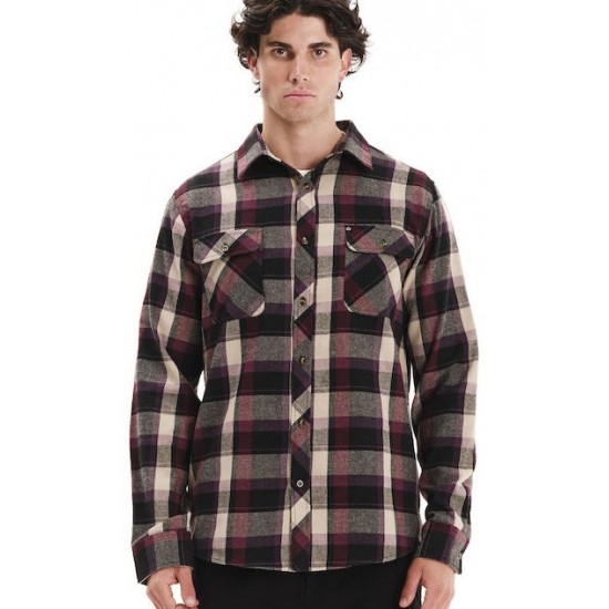 Emerson Long-sleeved Flannel Shirt Checked Plaid 252.em60.80 wine- black Emerson Long-sleeved Flannel Shirt Checked Plaid 252.em60.80 wine- black