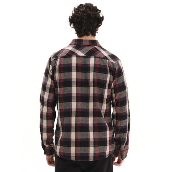 Emerson Long-sleeved Flannel Shirt Checked Plaid 252.em60.80 wine- black Emerson Long-sleeved Flannel Shirt Checked Plaid 252.em60.80 wine- black
