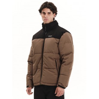 Emerson Men's Hooded Puffer Jacket 252.em10.79 - l. brown - black Emerson Men's Hooded Puffer Jacket 252.em10.79 - l. brown - black