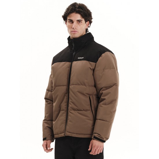 Emerson Men's Hooded Puffer Jacket 252.em10.79 - l. brown - black Emerson Men's Hooded Puffer Jacket 252.em10.79 - l. brown - black