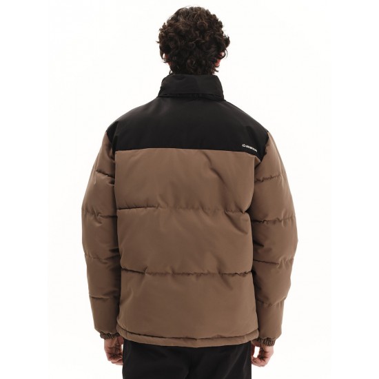 Emerson Men's Hooded Puffer Jacket 252.em10.79 - l. brown - black Emerson Men's Hooded Puffer Jacket 252.em10.79 - l. brown - black