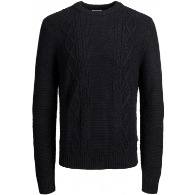 JJ REBEL by Jack & Jones Men's Jrebjosh Knit Crew 12263218 - black JJ REBEL by Jack & Jones Men's Jrebjosh Knit Crew 12263218 - black