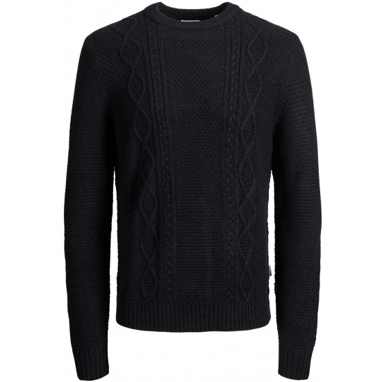 JJ REBEL by Jack & Jones Men's Jrebjosh Knit Crew 12263218 - black JJ REBEL by Jack & Jones Men's Jrebjosh Knit Crew 12263218 - black