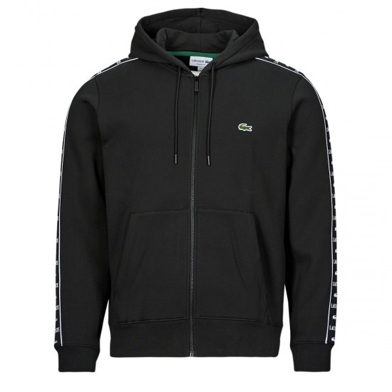 Lacoste Regular Fit Logo Stripe Zip Up Hoodie Ζακέτα με Κουκούλα και Φερμουάρ SH7457 00 031  NOIR