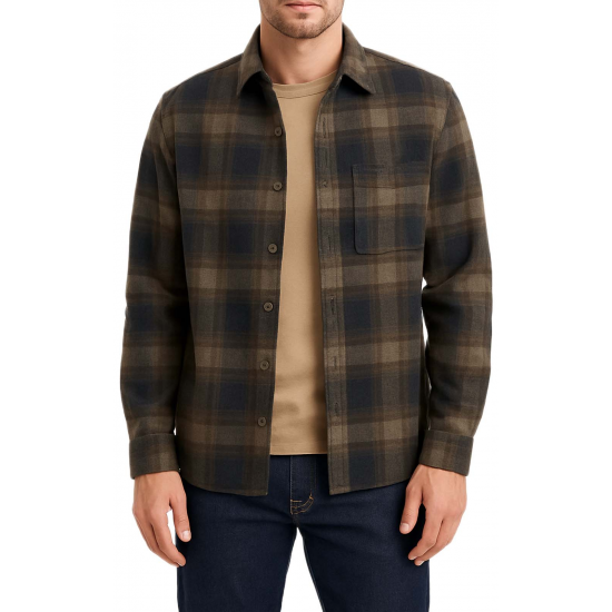 TIFFOSI Καφέ καρό flannel πουκάμισο Cam 10062589-145 TIFFOSI Καφέ καρό flannel πουκάμισο Cam 10062589-145