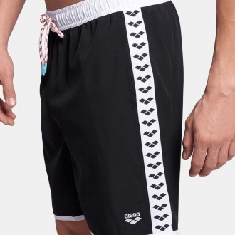 Arena Mens Team Stripe Bermuda Swimming Shorts 004298511 black-white-black