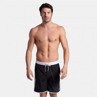 Arena Mens Team Stripe Bermuda Swimming Shorts 004298511 black-white-black Arena Mens Team Stripe Bermuda Swimming Shorts 004298511 black-white-black