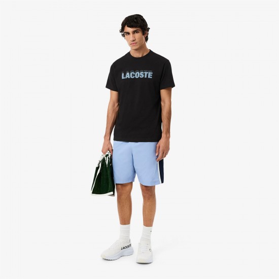 Lacoste Printed Men's Padel T-Shirt TH0217 00 463 noir-bleu clair Lacoste Printed Men's Padel T-Shirt TH0217 00 463 noir-bleu clair