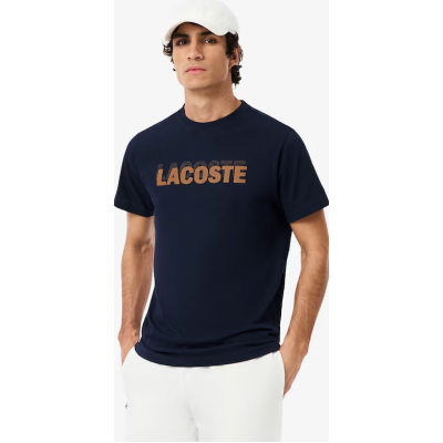 Lacoste Ultra Dry Graphic Print Sport T-shirt TH0217 00 4IB bleu marine-orange Lacoste Ultra Dry Graphic Print Sport T-shirt TH0217 00 4IB bleu marine-orange