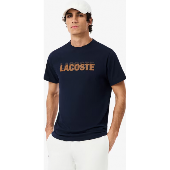 Lacoste Ultra Dry Graphic Print Sport T-shirt TH0217 00 4IB bleu marine-orange Lacoste Ultra Dry Graphic Print Sport T-shirt TH0217 00 4IB bleu marine-orange