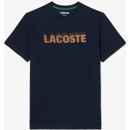 Lacoste Ultra Dry Graphic Print Sport T-shirt TH0217 00 4IB bleu marine-orange Lacoste Ultra Dry Graphic Print Sport T-shirt TH0217 00 4IB bleu marine-orange