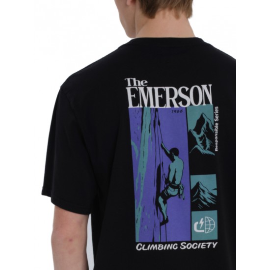 Emerson CLIMBING SOCIETY ΚΟΝΤΟΜΑΝΙΚΟ T-SHIRT 261.EM33.26 black Emerson CLIMBING SOCIETY ΚΟΝΤΟΜΑΝΙΚΟ T-SHIRT 261.EM33.26 black