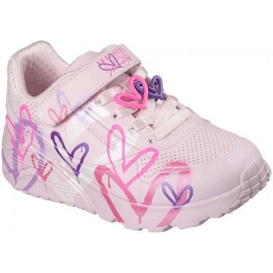 Skechers ανατομικά αθλητικά sneakers για κορίτσια σε ροζ χρώμα με καρδούλες - 314966L-LPMT Skechers ανατομικά αθλητικά sneakers για κορίτσια σε ροζ χρώμα με καρδούλες - 314966L-LPMT