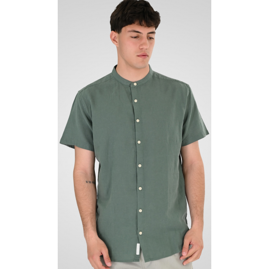 Rebase Linen Blend Shirts with Mao Collar and Short Sleeves 261RGS-5177 palm green Rebase Linen Blend Shirts with Mao Collar and Short Sleeves 261RGS-5177 palm green