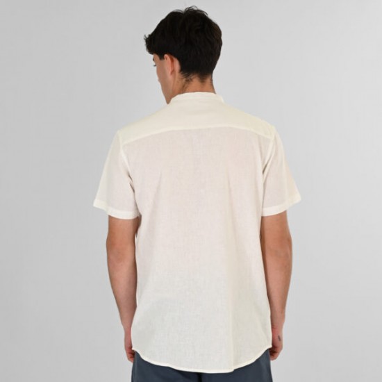 Rebase Linen Blend Shirts with Mao Collar and Short Sleeves 261RGS-5177 linen white Rebase Linen Blend Shirts with Mao Collar and Short Sleeves 261RGS-5177 linen white