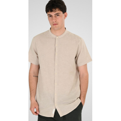 Rebase Linen Blend Shirts with Mao Collar and Short Sleeves 261RGS-5177B beige Rebase Linen Blend Shirts with Mao Collar and Short Sleeves 261RGS-5177B beige