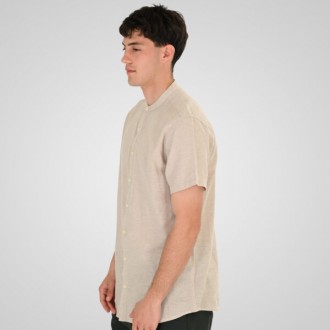 Rebase Linen Blend Shirts with Mao Collar and Short Sleeves 261RGS-5177B beige Rebase Linen Blend Shirts with Mao Collar and Short Sleeves 261RGS-5177B beige