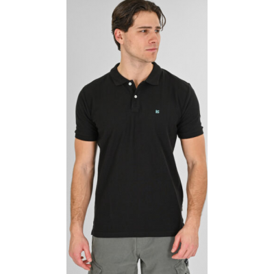 Rebase Polo Pique Ανδρική Μπλούζα 261RPS-3032 black Rebase Polo Pique Ανδρική Μπλούζα 261RPS-3032 black