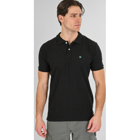Rebase Polo Pique Ανδρική Μπλούζα 261RPS-3032 black Rebase Polo Pique Ανδρική Μπλούζα 261RPS-3032 black