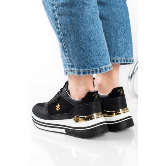 Bevelry Hills Polo Club casual μαύρα γυναικεία sneakers με διχρωμία στη σόλα BHW617100 - 0003 black Bevelry Hills Polo Club casual μαύρα γυναικεία sneakers με διχρωμία στη σόλα BHW617100 - 0003 black