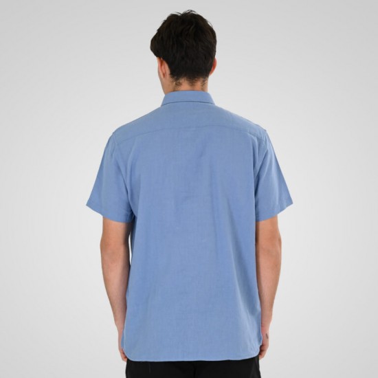 Rebase Linen Blend Shirts with Standard Collar and Short Sleeves 261RGS-5174 ciel Rebase Linen Blend Shirts with Standard Collar and Short Sleeves 261RGS-5174 ciel
