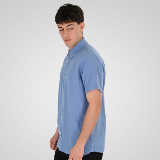 Rebase Linen Blend Shirts with Standard Collar and Short Sleeves 261RGS-5174 ciel Rebase Linen Blend Shirts with Standard Collar and Short Sleeves 261RGS-5174 ciel